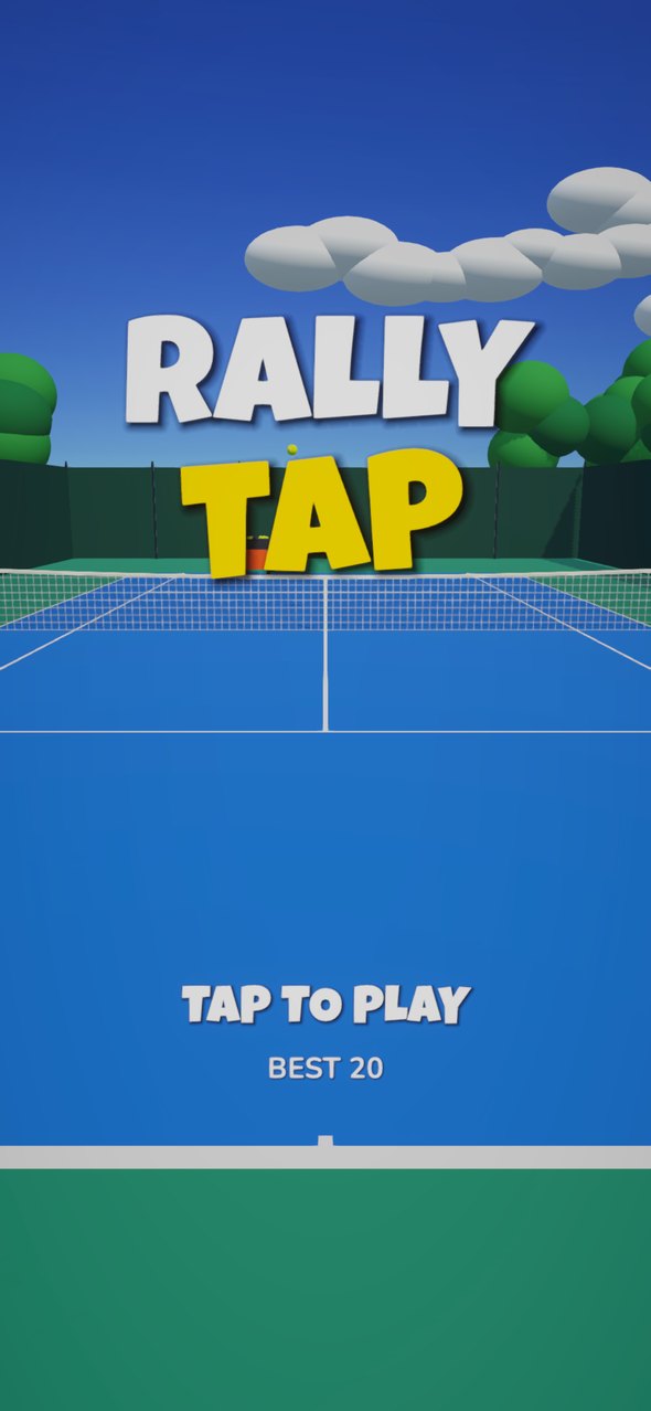 Rally Tap title screen over the tennis court